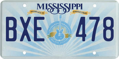 MS license plate BXE478