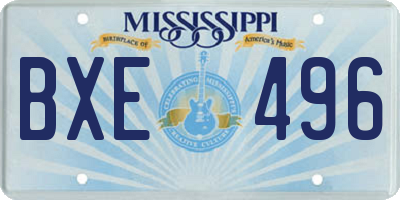 MS license plate BXE496
