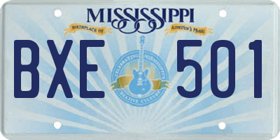 MS license plate BXE501