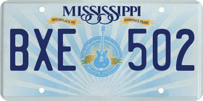 MS license plate BXE502
