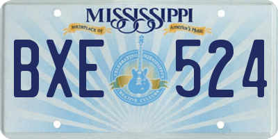 MS license plate BXE524