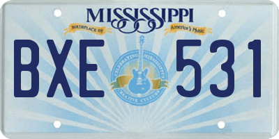 MS license plate BXE531