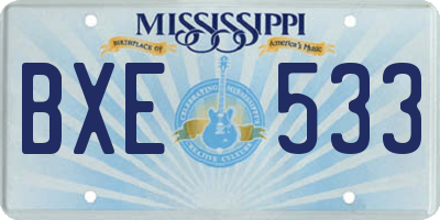 MS license plate BXE533