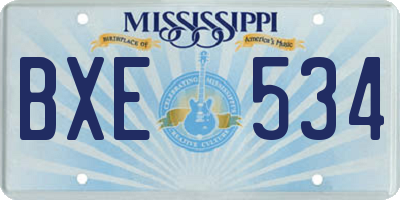 MS license plate BXE534