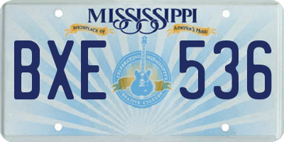 MS license plate BXE536