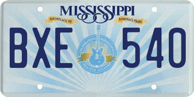 MS license plate BXE540