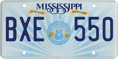 MS license plate BXE550