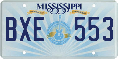 MS license plate BXE553