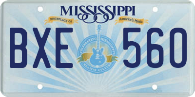 MS license plate BXE560