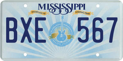 MS license plate BXE567