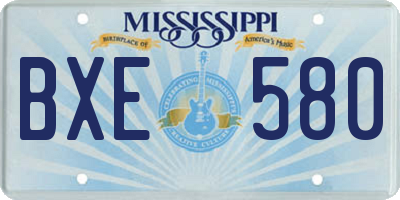 MS license plate BXE580
