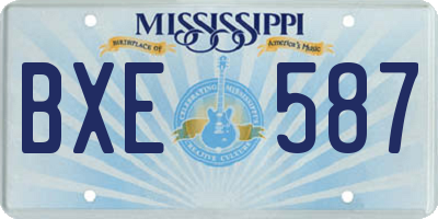 MS license plate BXE587