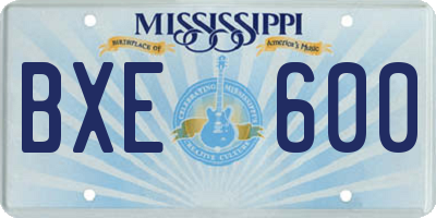 MS license plate BXE600