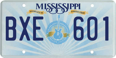 MS license plate BXE601