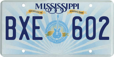MS license plate BXE602
