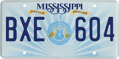 MS license plate BXE604