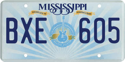 MS license plate BXE605