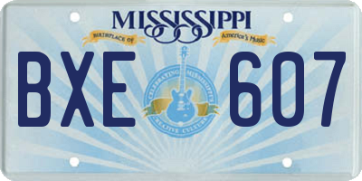 MS license plate BXE607