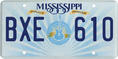 MS license plate BXE610