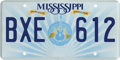 MS license plate BXE612