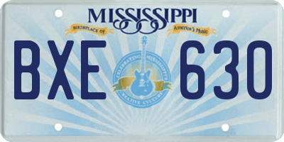 MS license plate BXE630