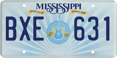 MS license plate BXE631