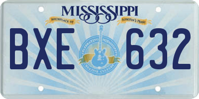 MS license plate BXE632