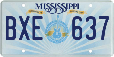 MS license plate BXE637
