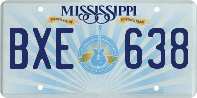 MS license plate BXE638