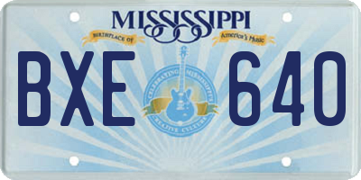 MS license plate BXE640