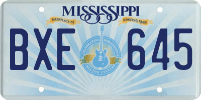 MS license plate BXE645
