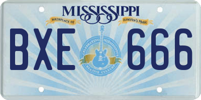 MS license plate BXE666