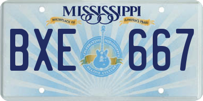 MS license plate BXE667