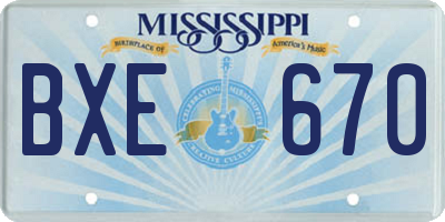 MS license plate BXE670