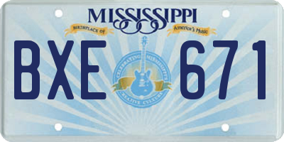MS license plate BXE671