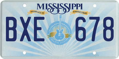 MS license plate BXE678