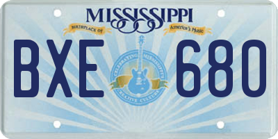 MS license plate BXE680