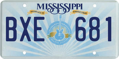 MS license plate BXE681