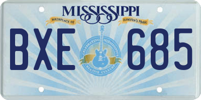 MS license plate BXE685