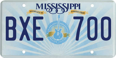 MS license plate BXE700