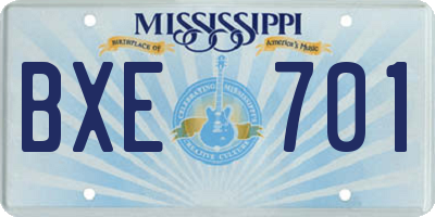 MS license plate BXE701