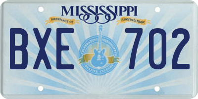 MS license plate BXE702