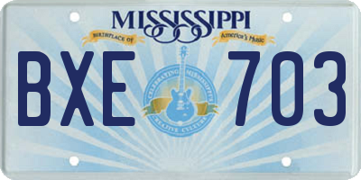 MS license plate BXE703