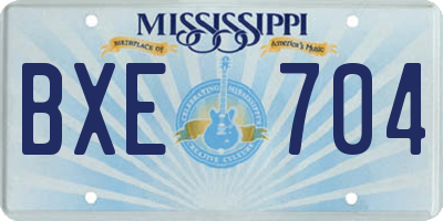 MS license plate BXE704
