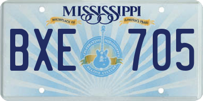 MS license plate BXE705
