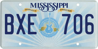 MS license plate BXE706