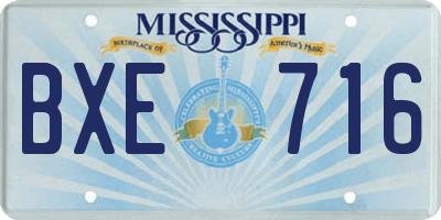 MS license plate BXE716