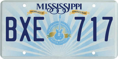 MS license plate BXE717