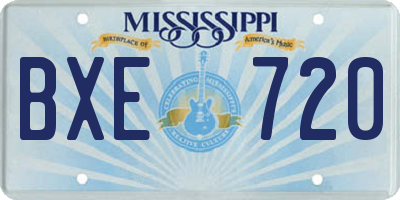 MS license plate BXE720