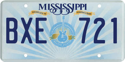 MS license plate BXE721